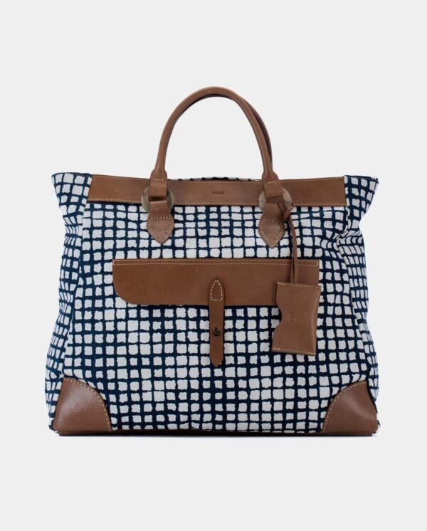 African Holdall — Blue Grid