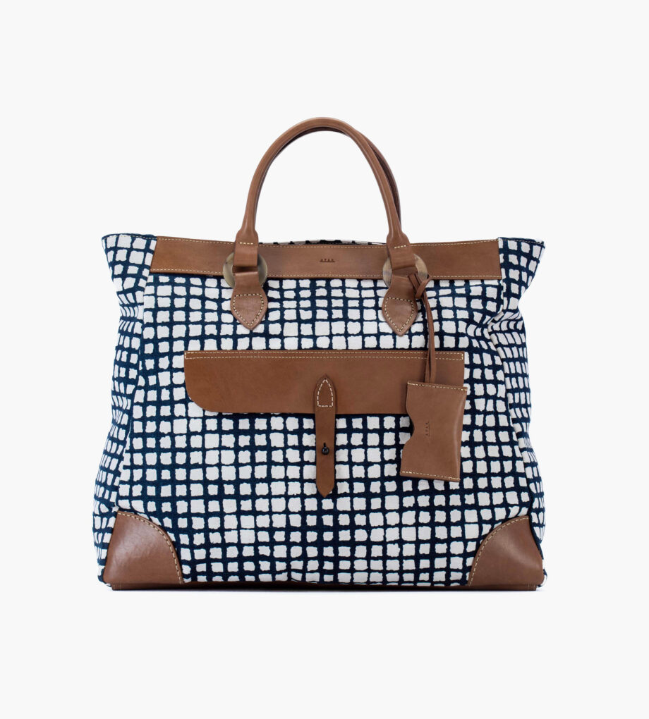 African-Holdall-1-grid-blue-front-B